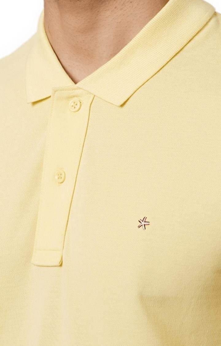 Men's Yellow Solid Polos