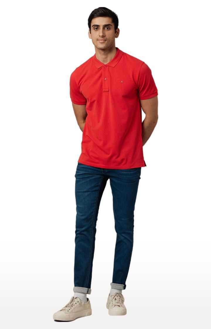 Men's Red Solid Polos