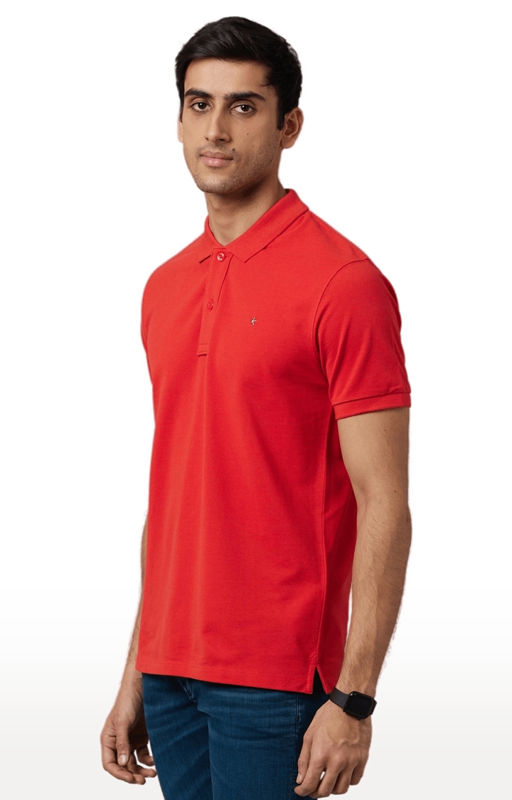 Men's Red Solid Polos