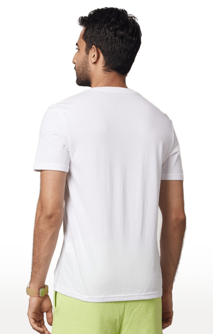 celio | Men's White Graphics Regular T-Shirts 4