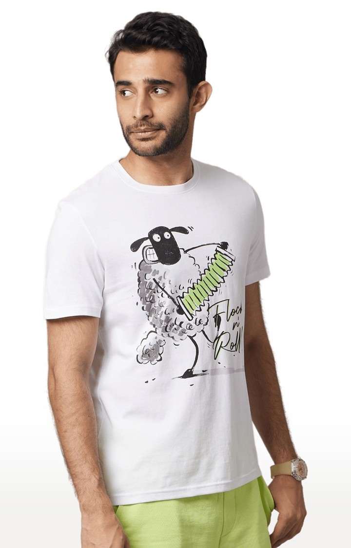 Men's White Graphics Regular T-Shirts