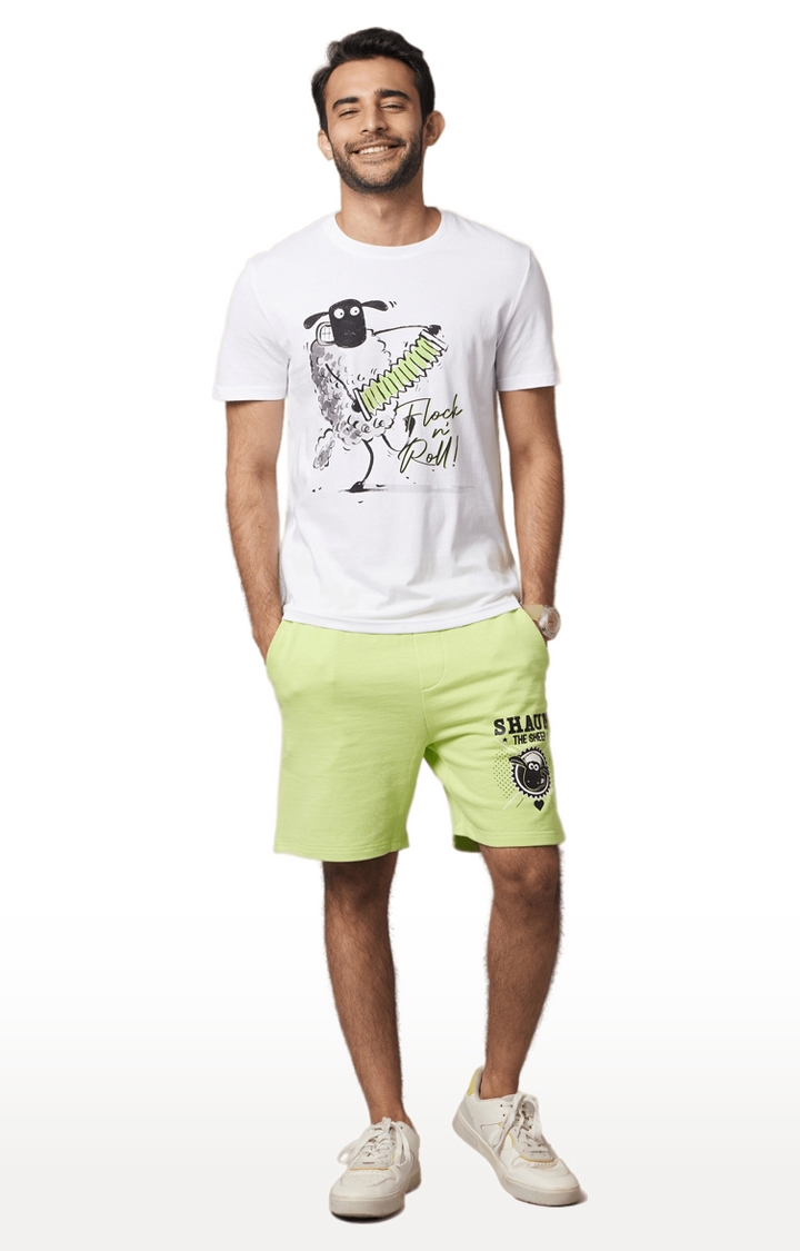 celio | Men's White Graphics Regular T-Shirts 1