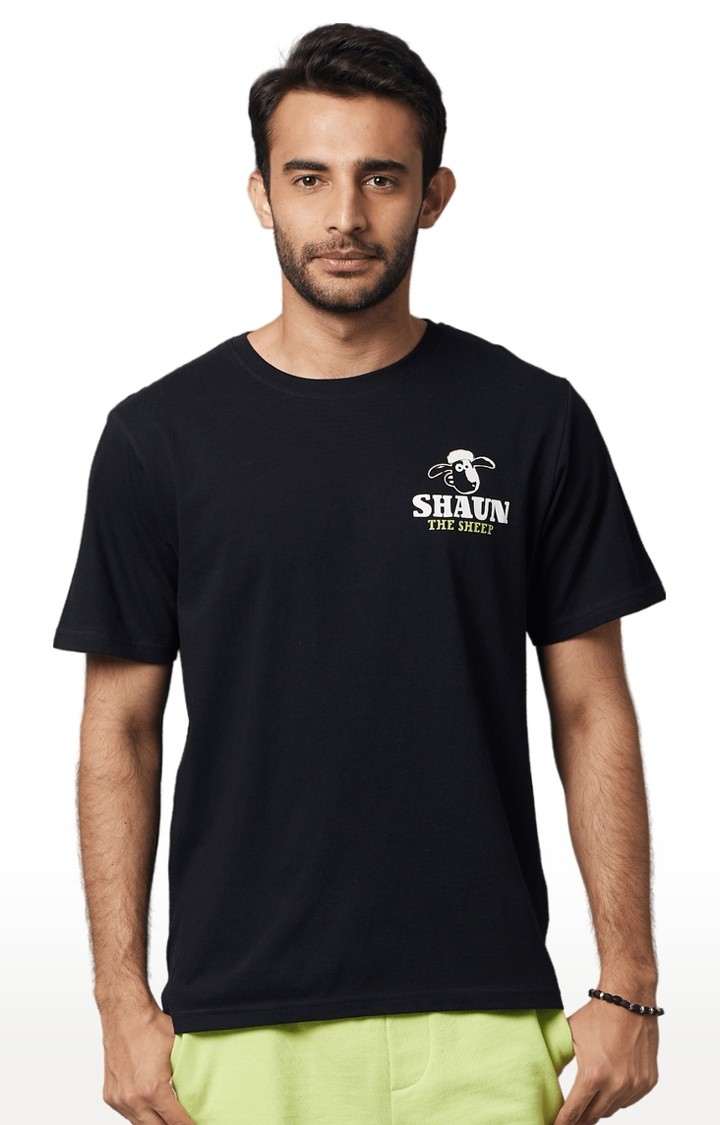 Men's Black Solid Regular T-Shirts