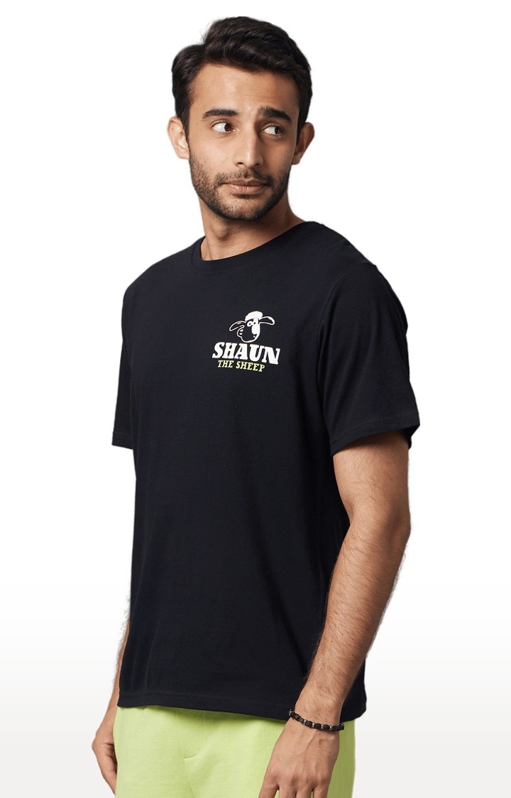 Men's Black Solid Regular T-Shirts