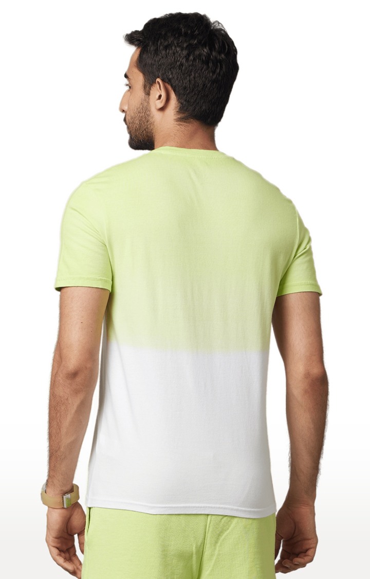 Men's Green Colourblock Regular T-Shirts