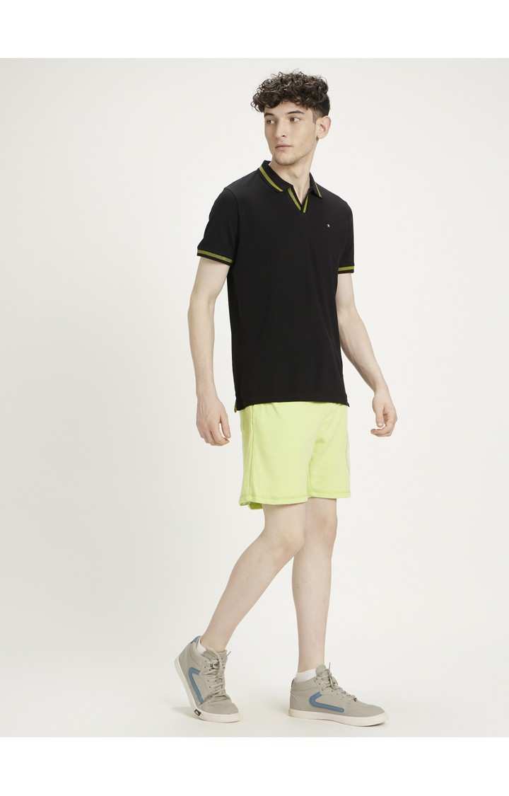 Men's Green Cotton Solid Shorts