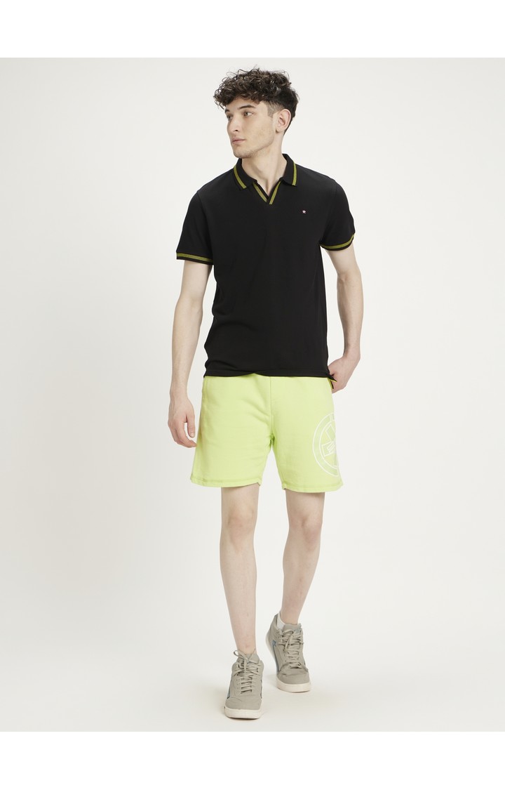 Men's Green Cotton Solid Shorts