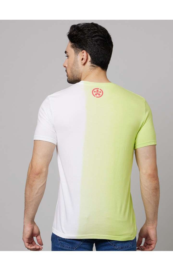 Men's Green Colourblock Regular T-Shirts