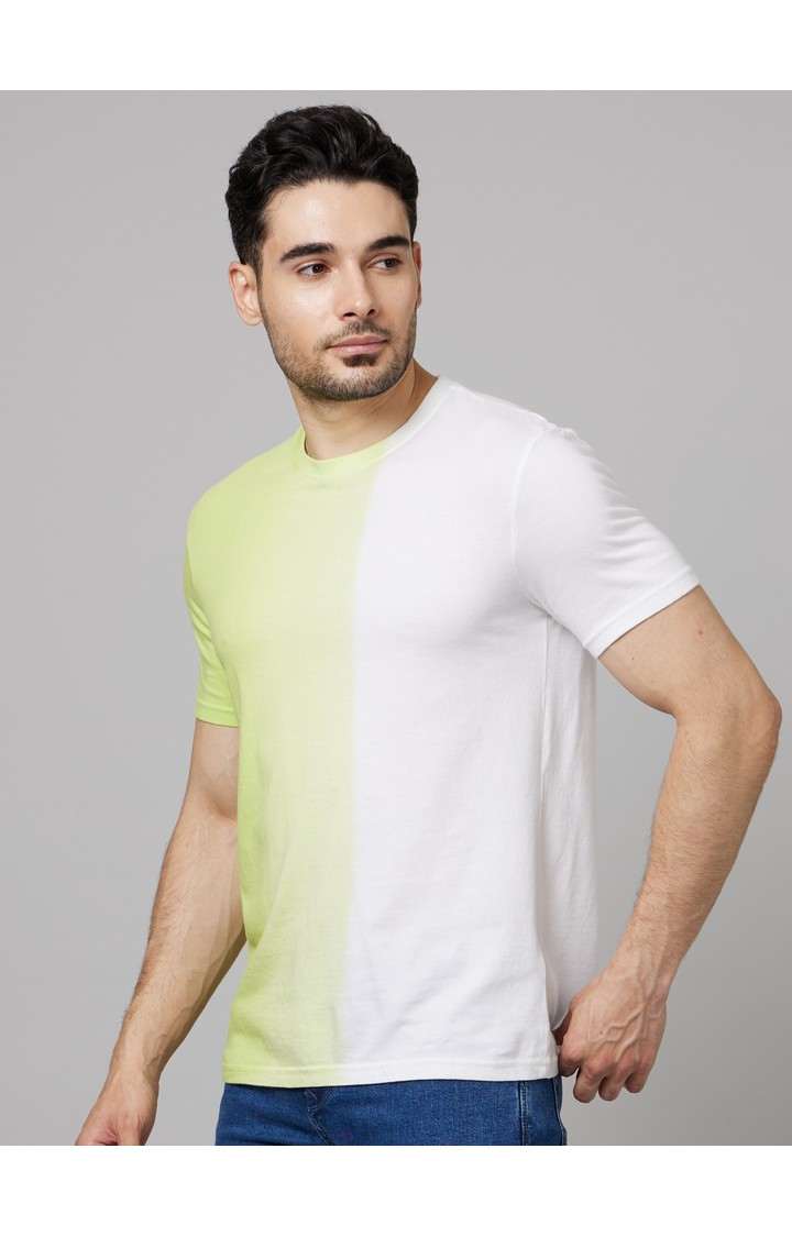 Men's Green Colourblock Regular T-Shirts