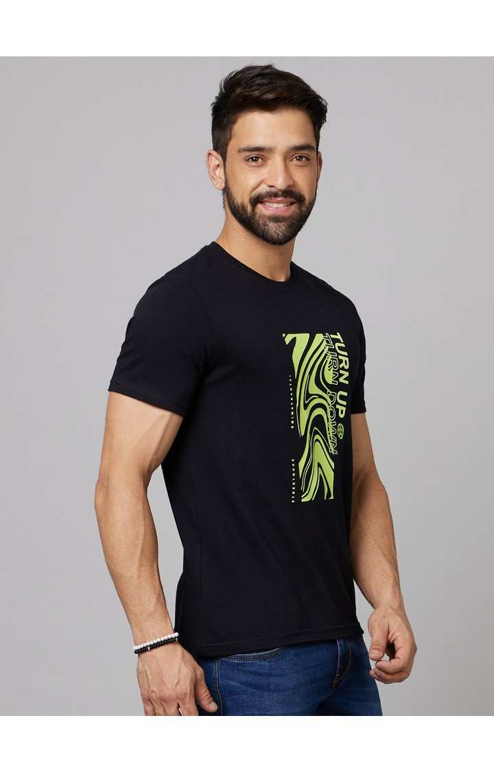 Men's Black Solid Regular T-Shirts