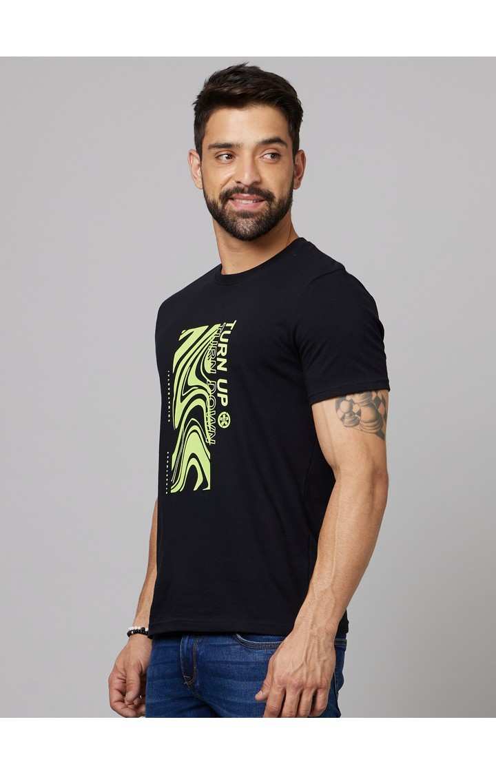 Men's Black Solid Regular T-Shirts