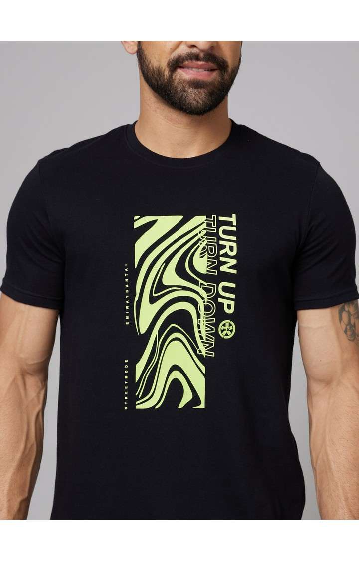 Men's Black Solid Regular T-Shirts