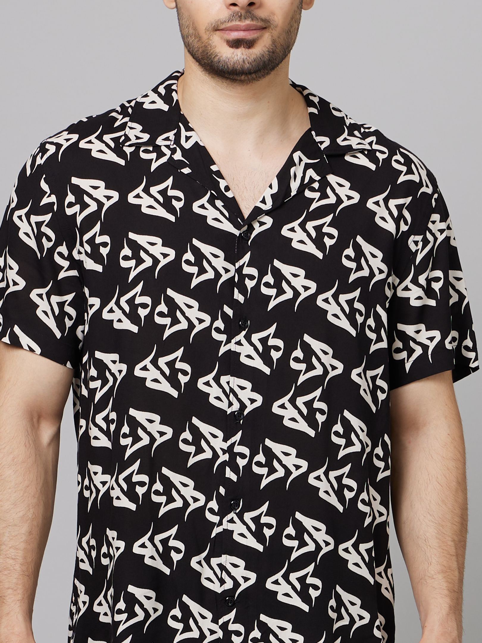 celio | Men's Black Printed Casual Shirts 3