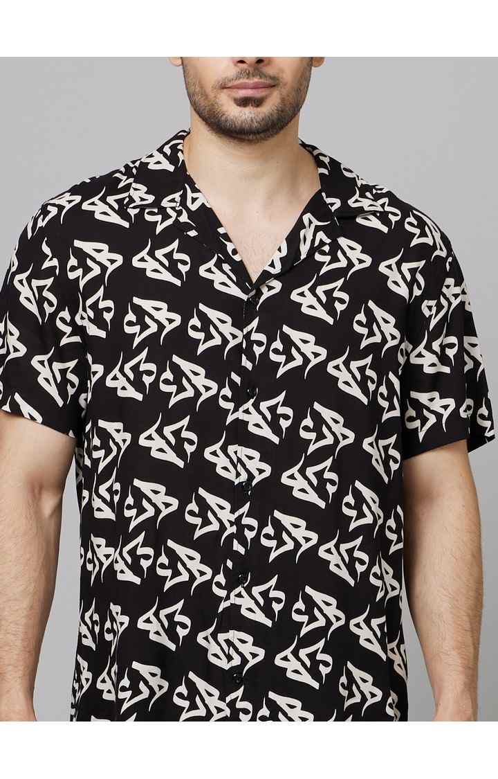 Men's Black Printed Casual Shirts