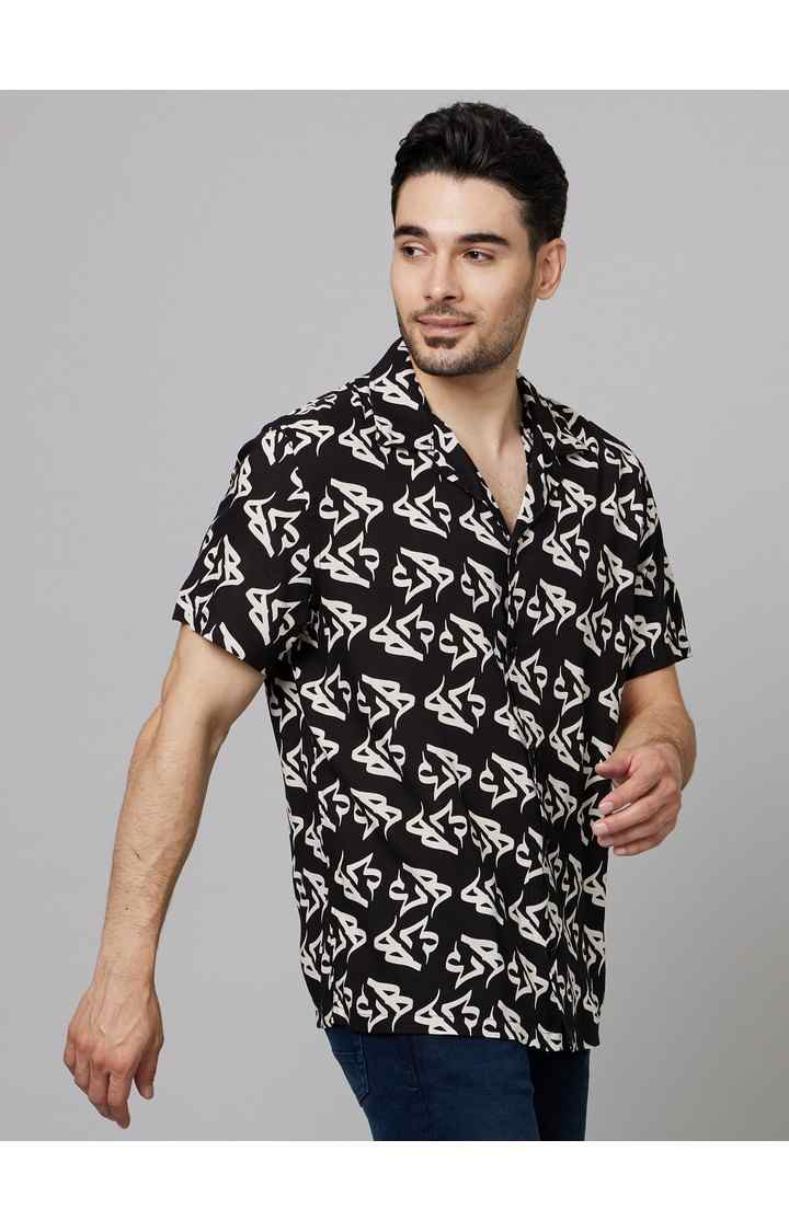 Men's Black Printed Casual Shirts