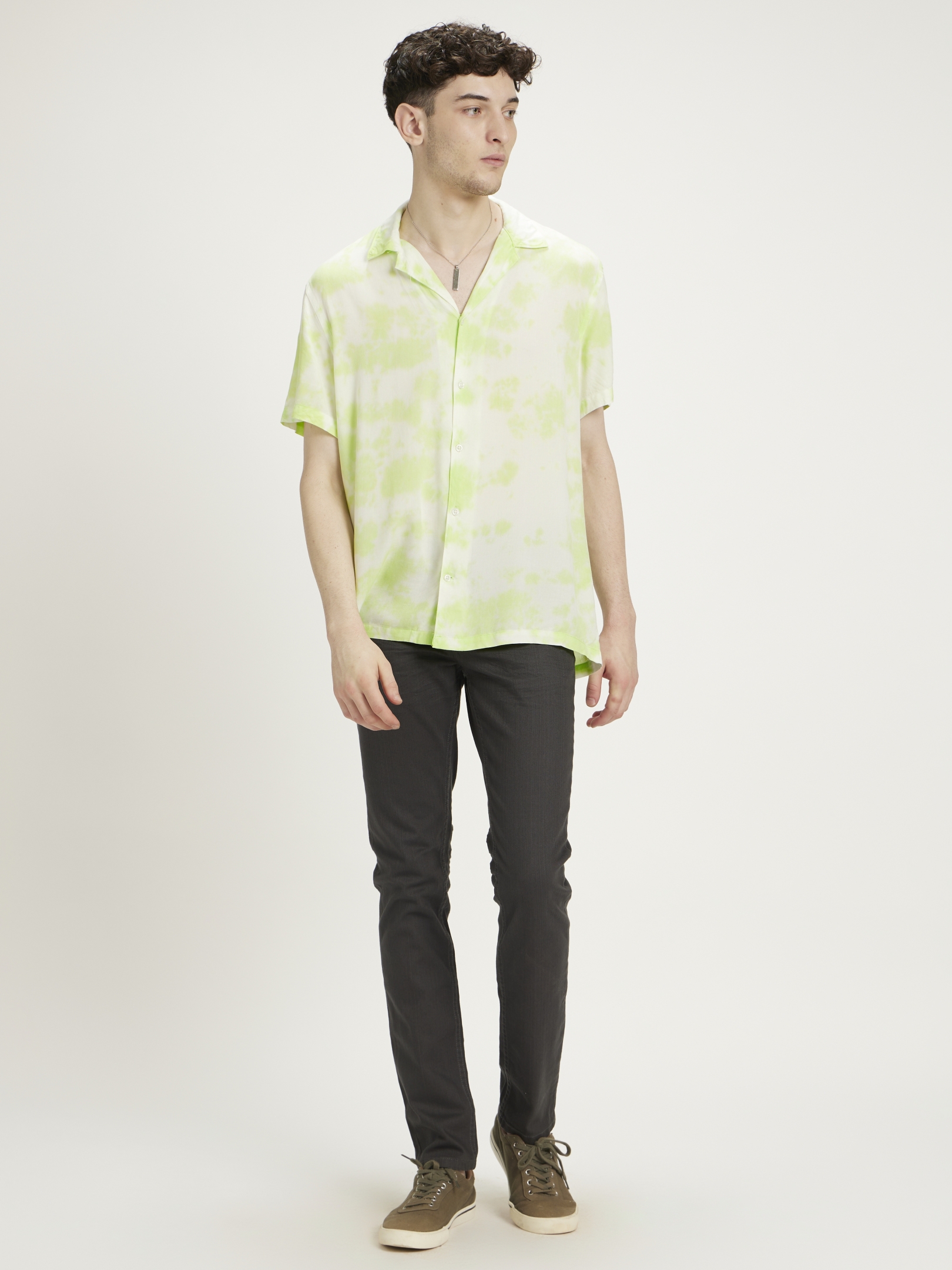 celio | Men's Green Tie Dye Casual Shirts 3