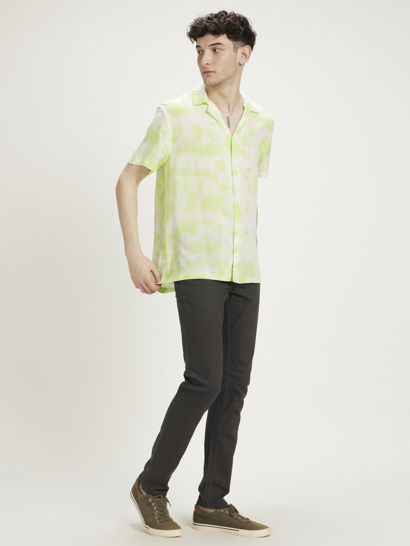 celio | Men's Green Tie Dye Casual Shirts 2