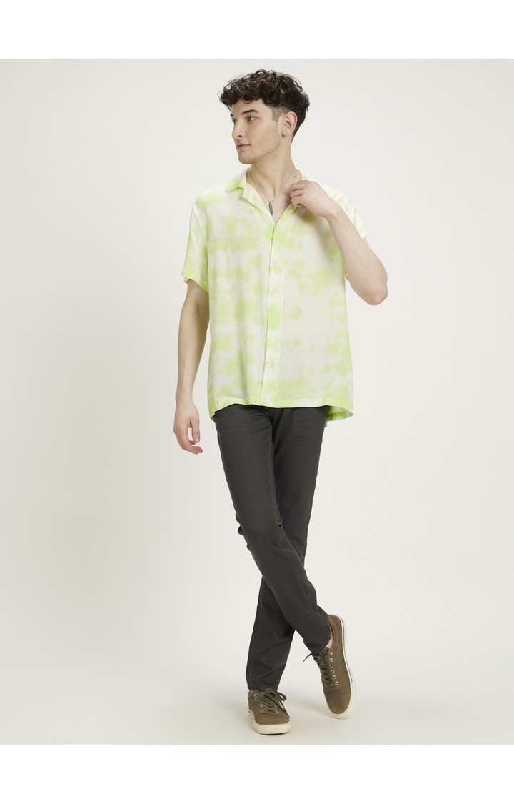 Men's Green Tie Dye Casual Shirts