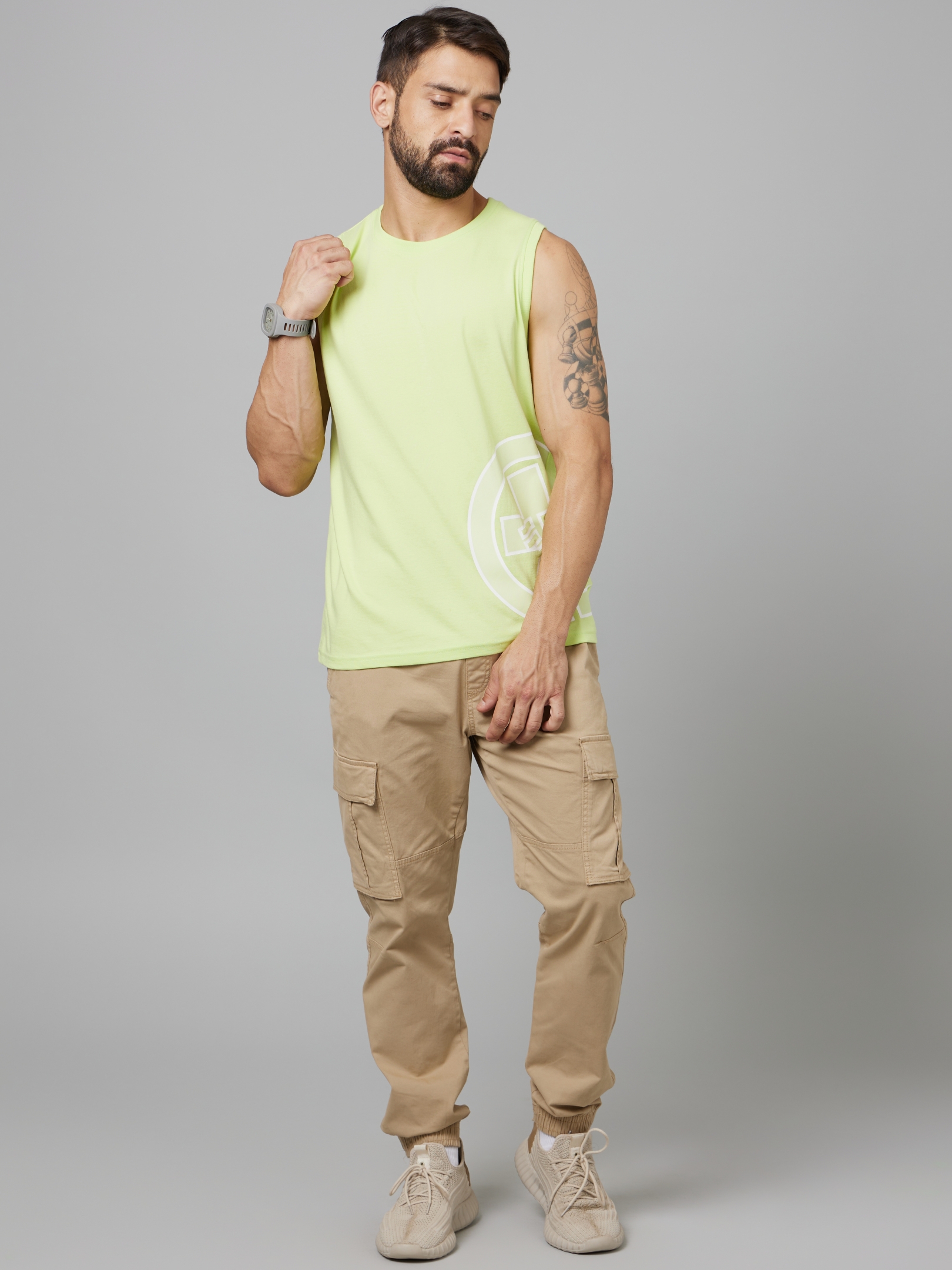 celio | Men's Green Solid Regular T-Shirts 7