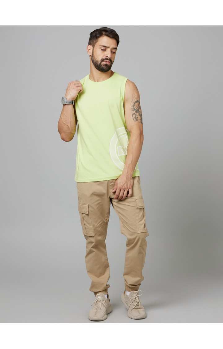 Men's Green Solid Regular T-Shirts