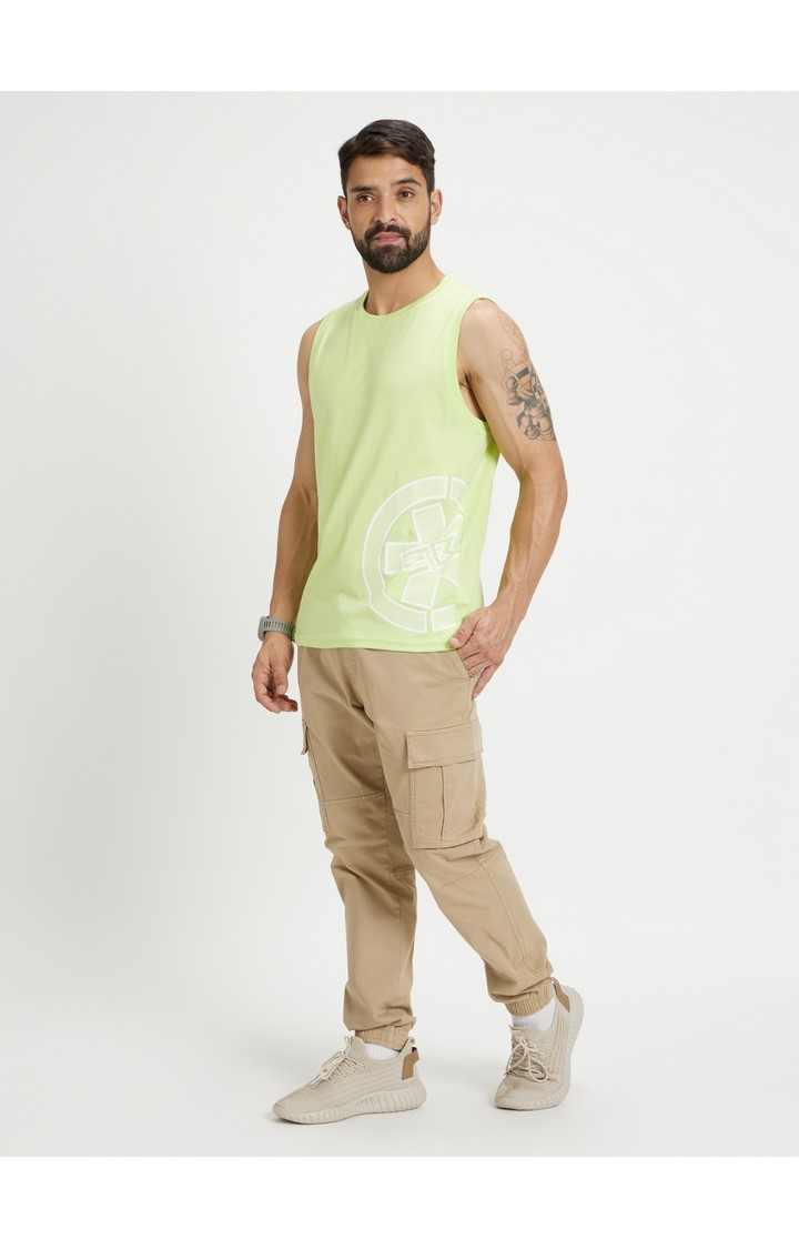 Men's Green Solid Regular T-Shirts