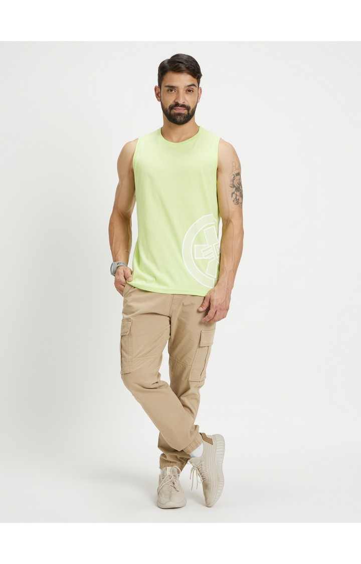 Men's Green Solid Regular T-Shirts