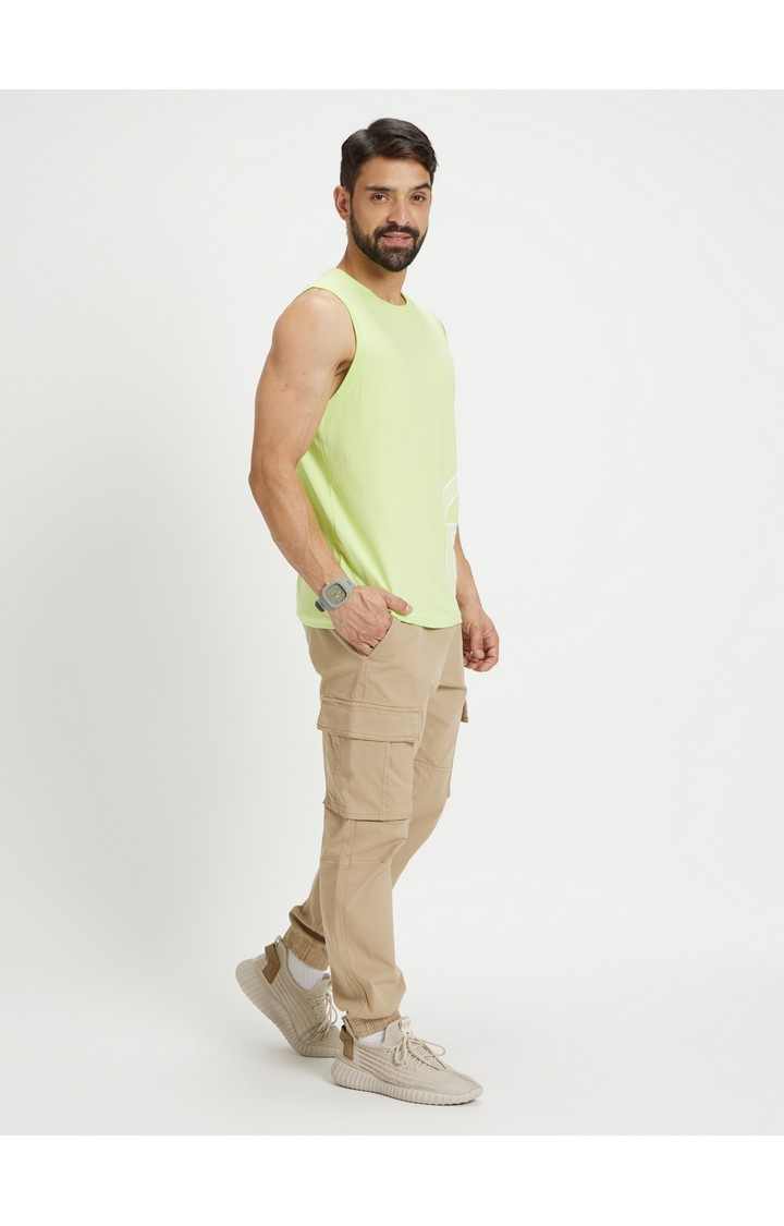Men's Green Solid Regular T-Shirts