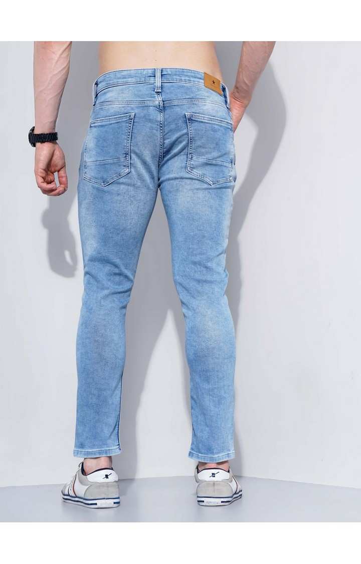 Men's Blue Cotton Blend Solid Regular Jeans