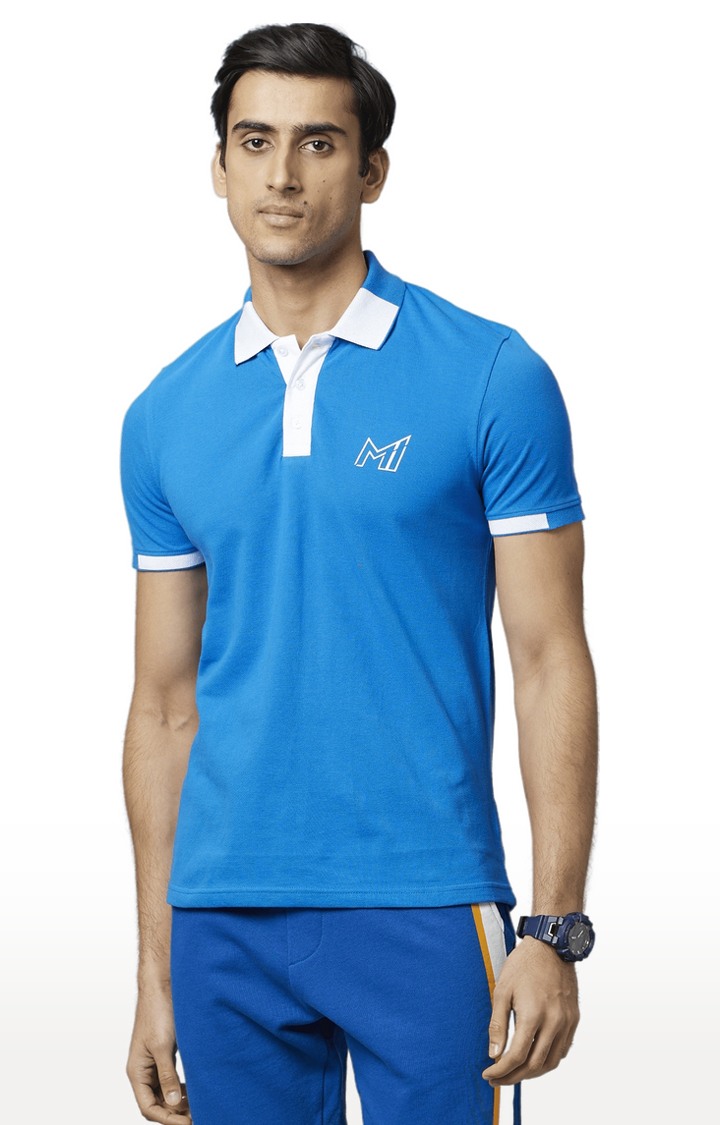 celio | Men's Blue Solid Polos