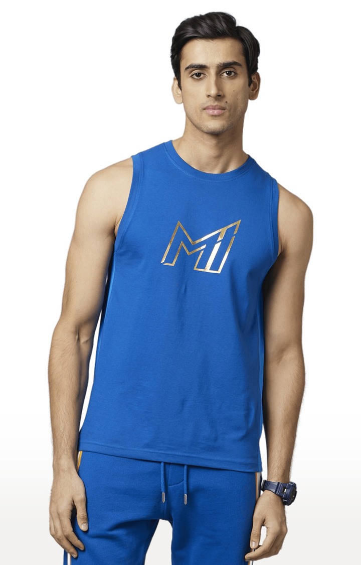 Men's Blue Graphics Regular T-Shirts