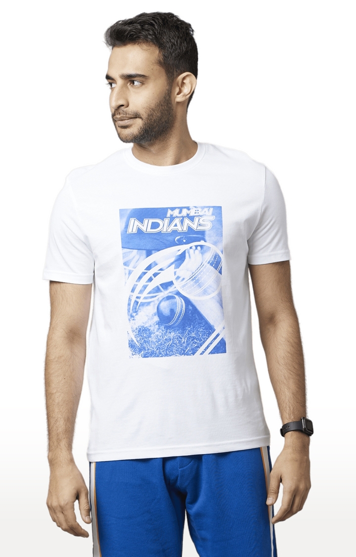 celio | Men's White Printed Regular T-Shirts