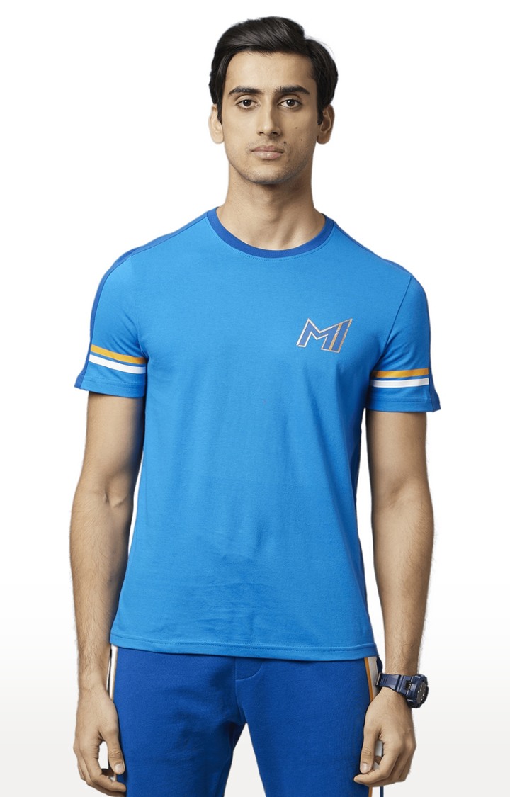 Men's Blue Solid Regular T-Shirts