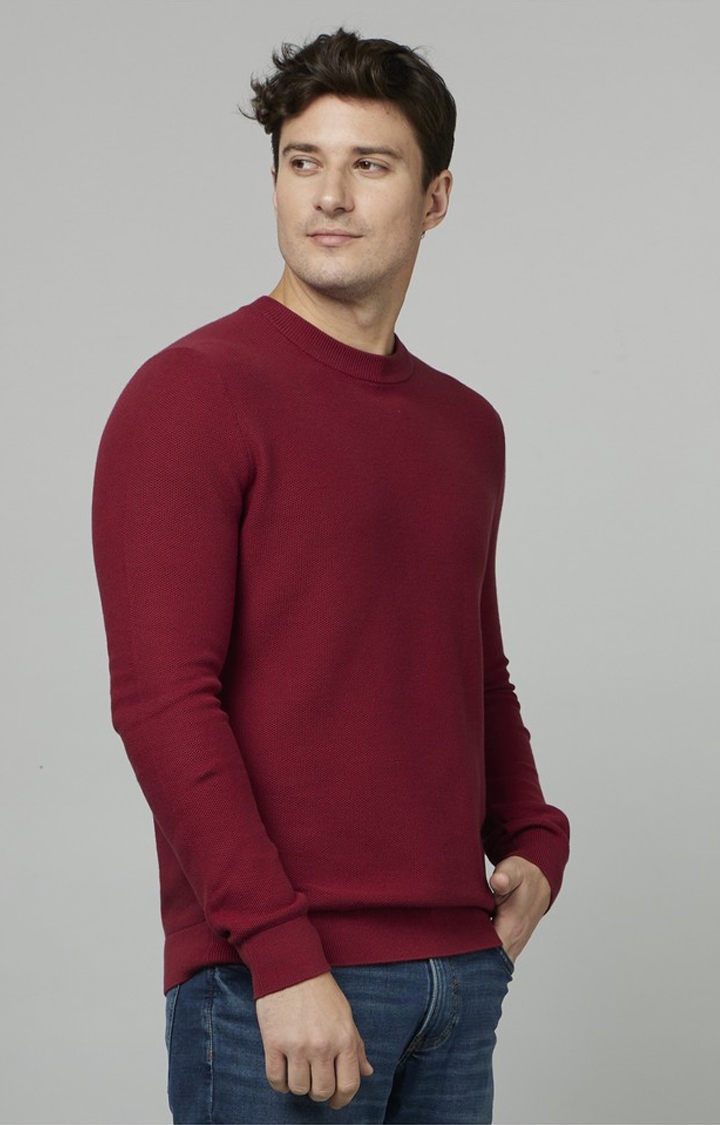 celio | Men's Red Solid Sweaters