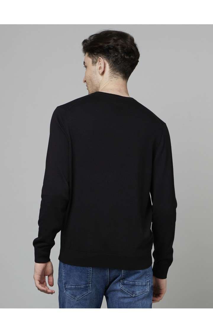 Men's Black Solid Sweaters