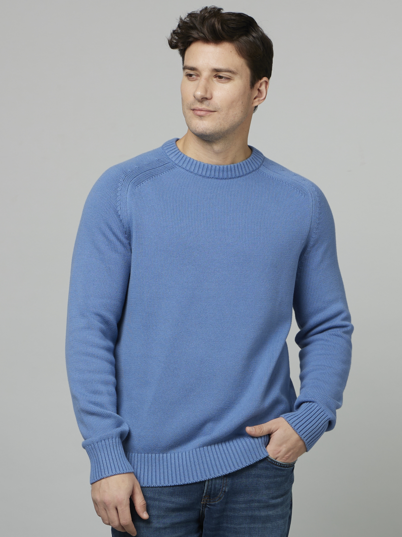 celio | Men's Blue Solid Sweaters