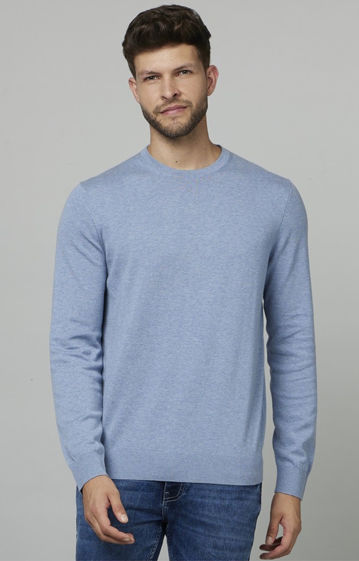 celio | Men's Blue Solid Sweaters