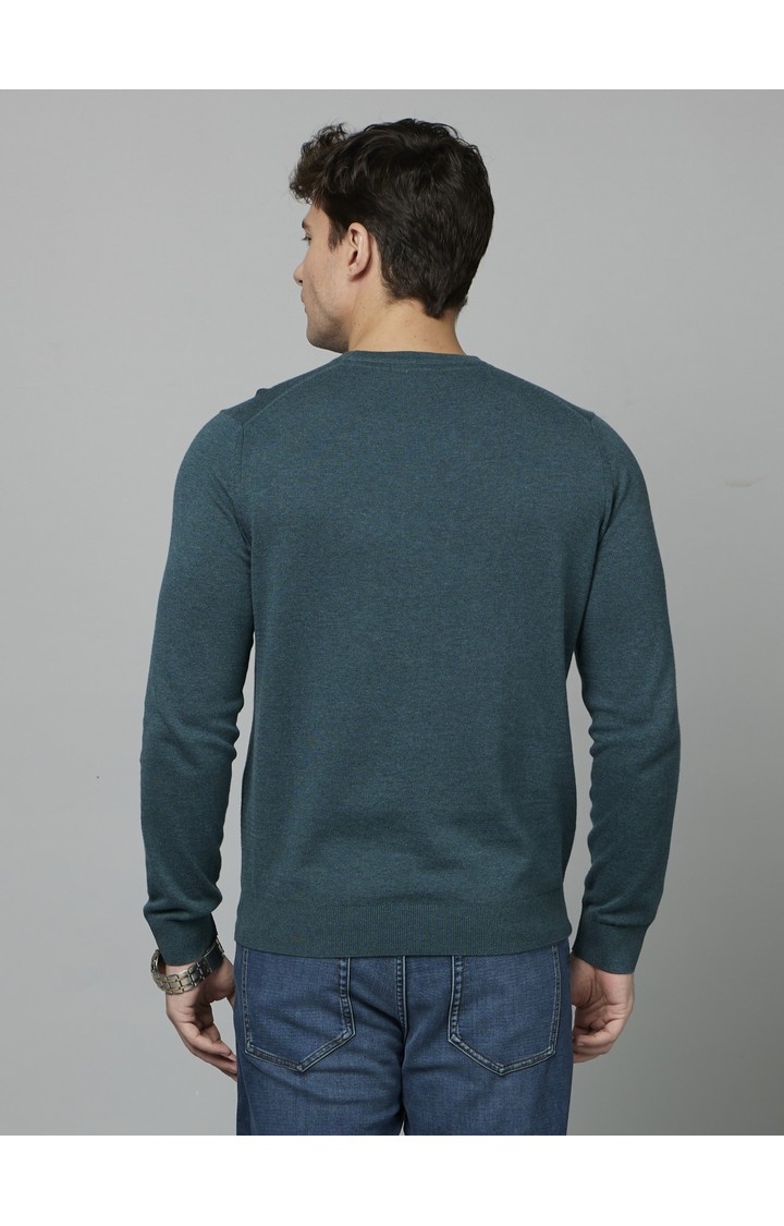 Men's Green Solid Sweaters