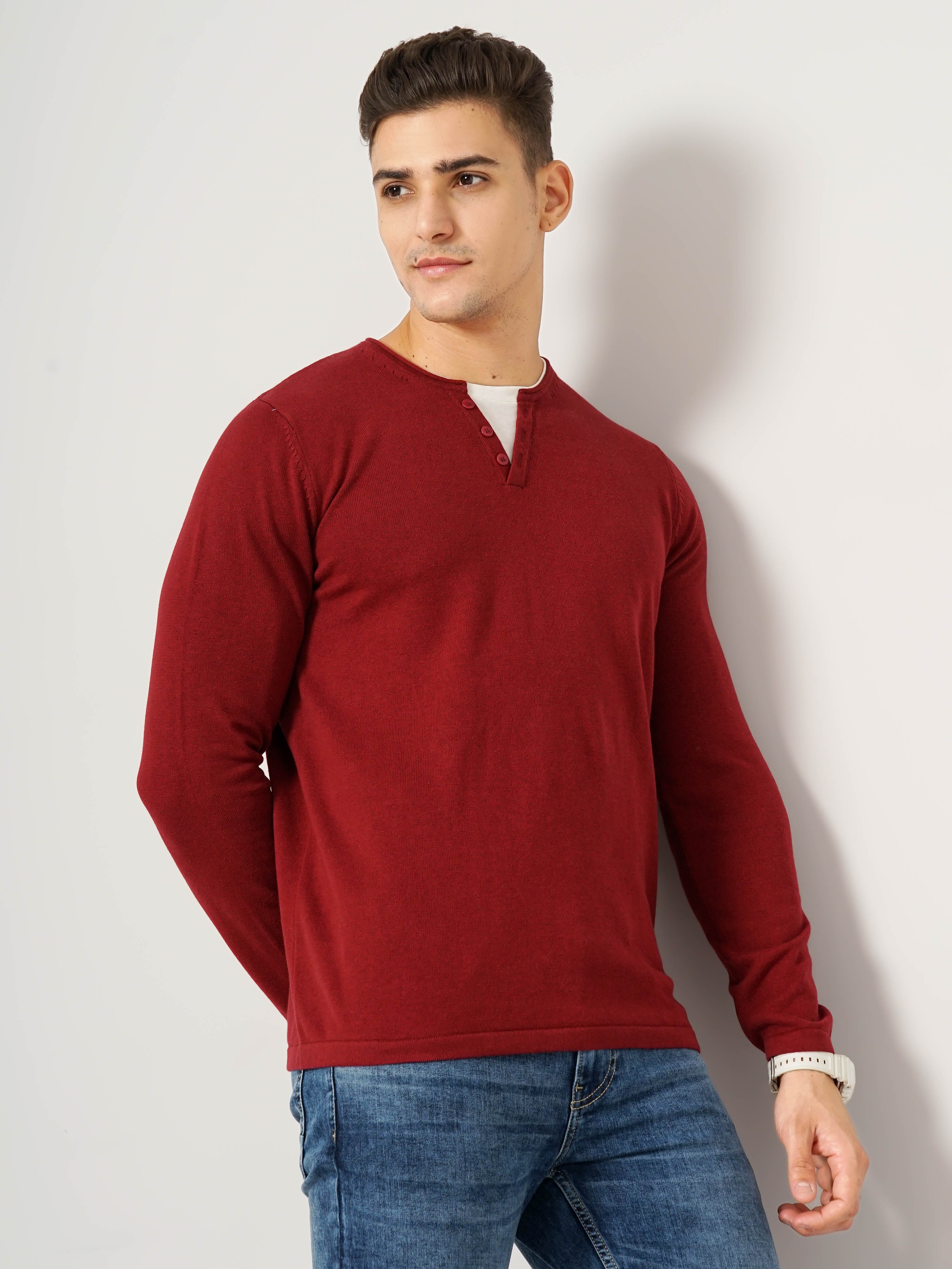 celio | Men's Red Knitted Sweaters
