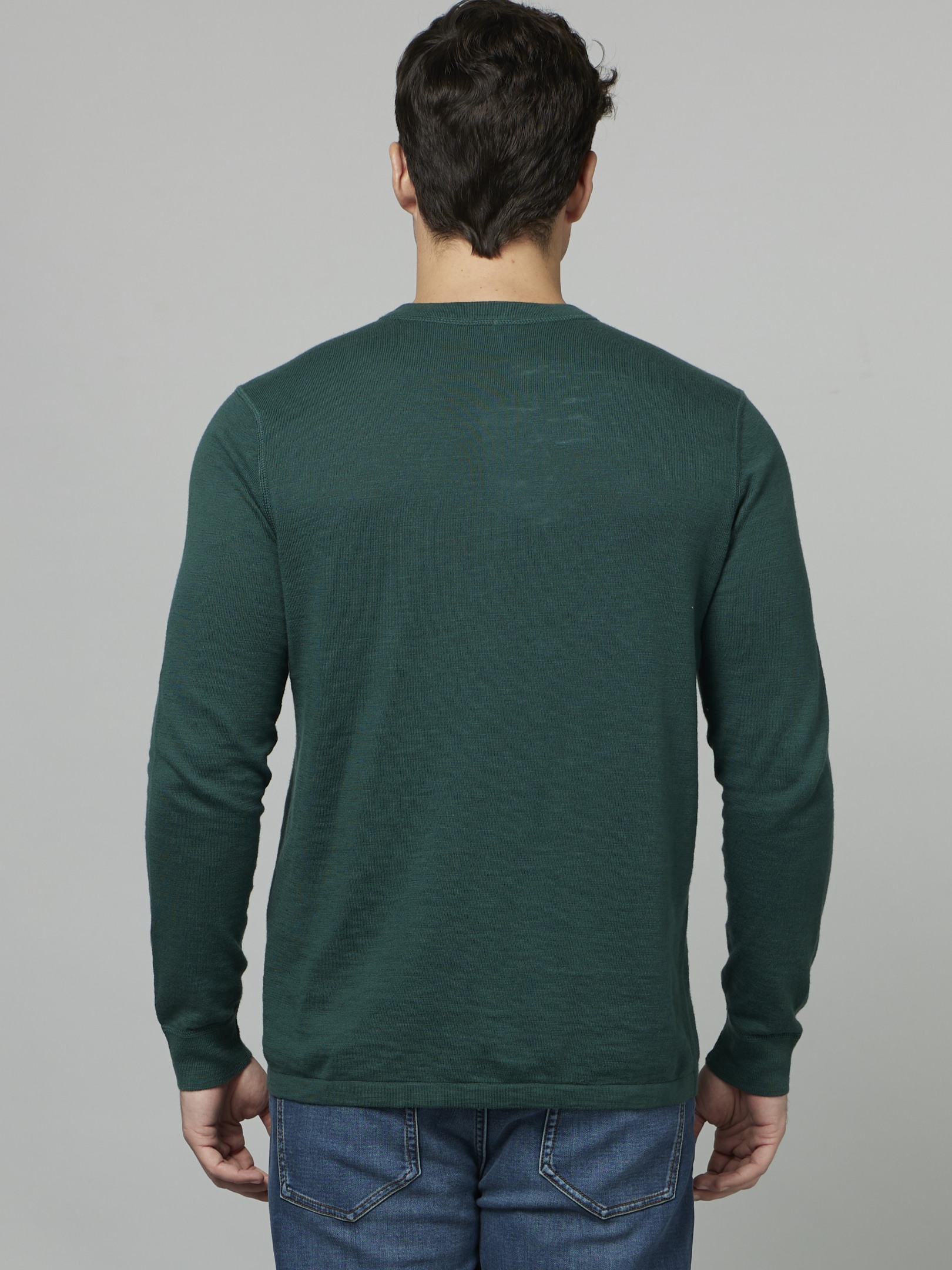 Men's Green Solid Sweaters