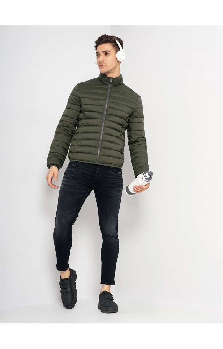 Men's Green Handwoven Bomber Jackets