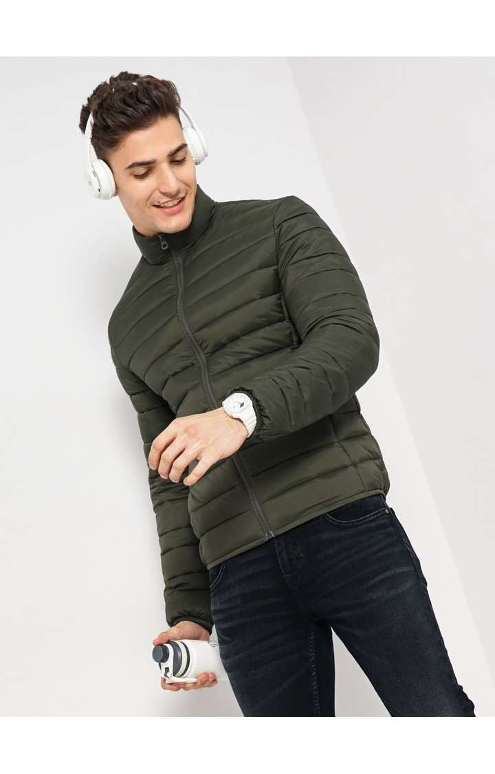 Men's Green Handwoven Bomber Jackets