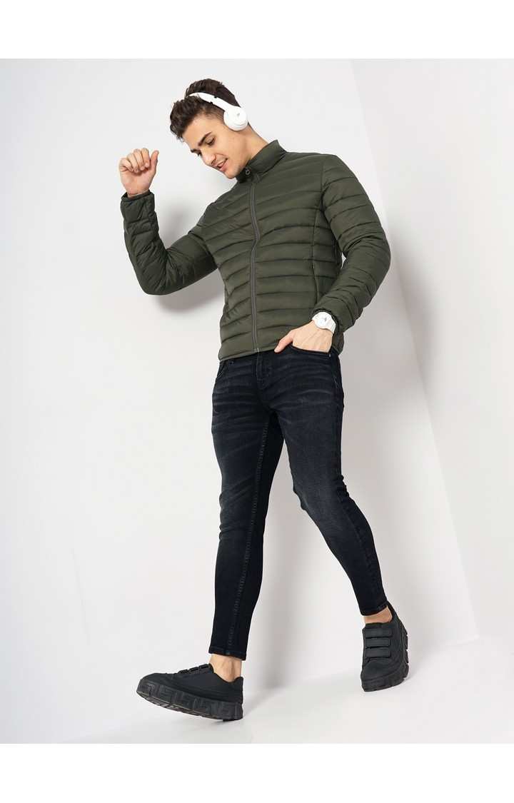 Men's Green Handwoven Bomber Jackets