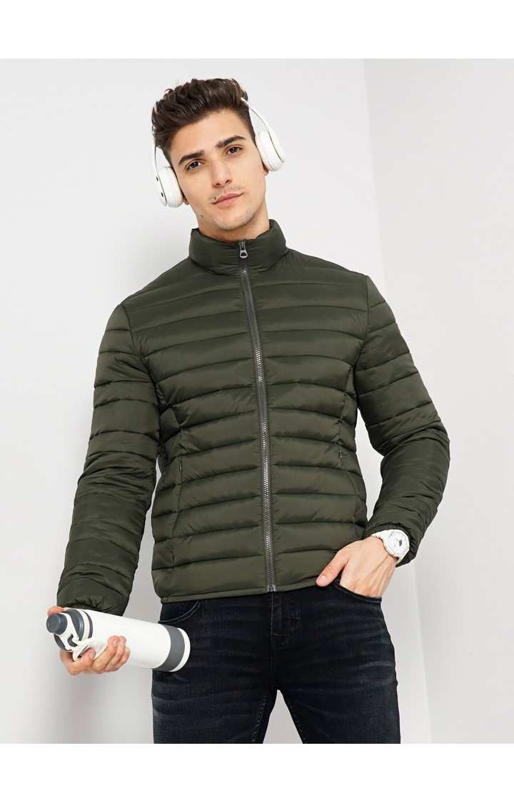 Men's Green Handwoven Bomber Jackets