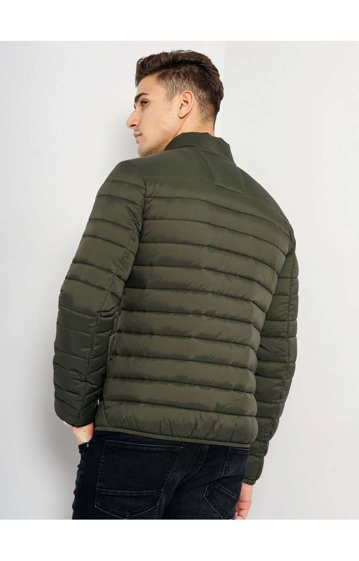 Men's Green Handwoven Bomber Jackets