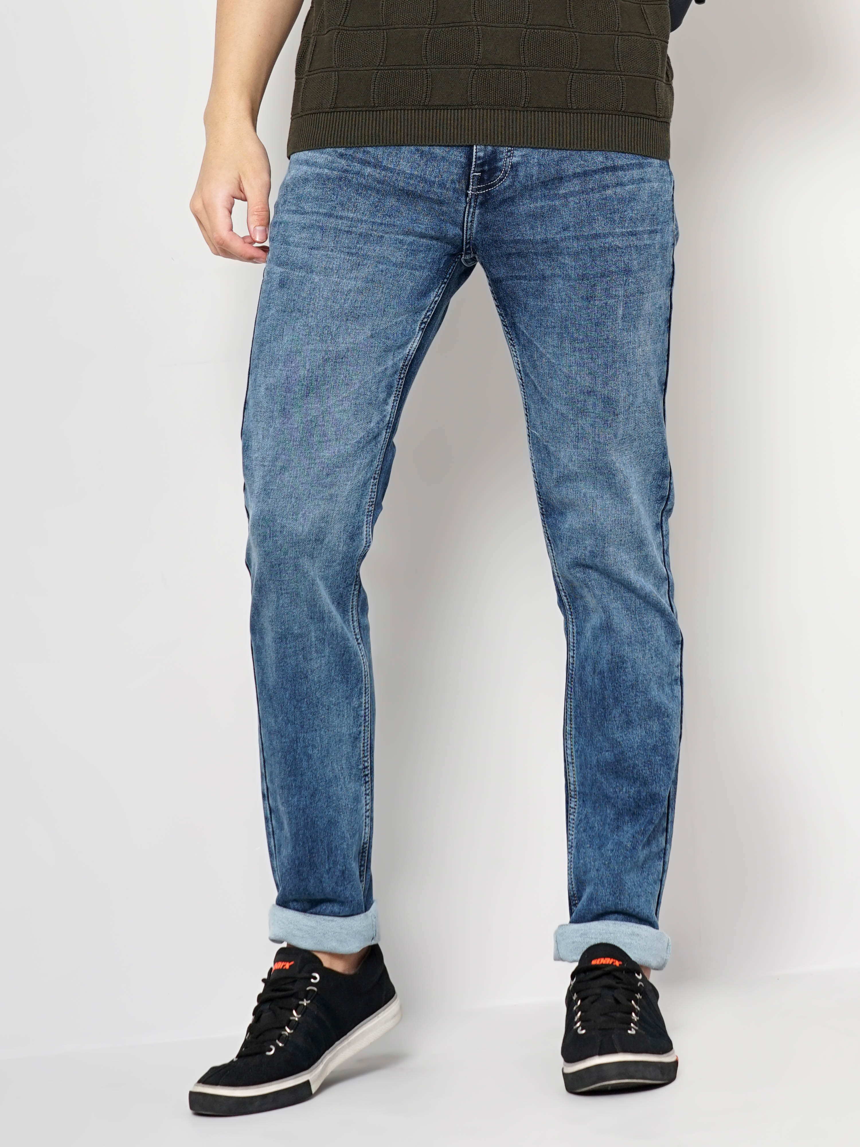 celio | Men's Solid Knit Denim Jeans 5