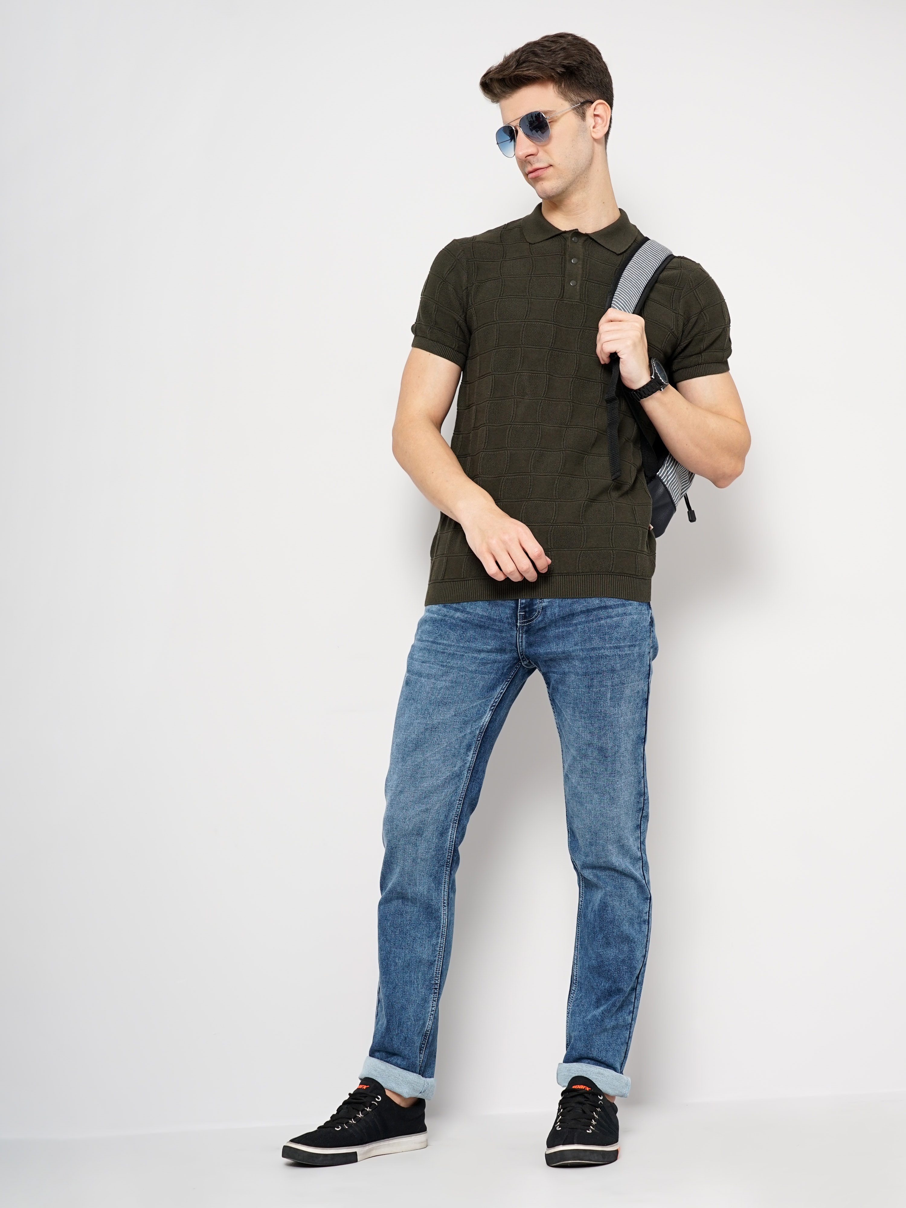 celio | Men's Solid Knit Denim Jeans 4