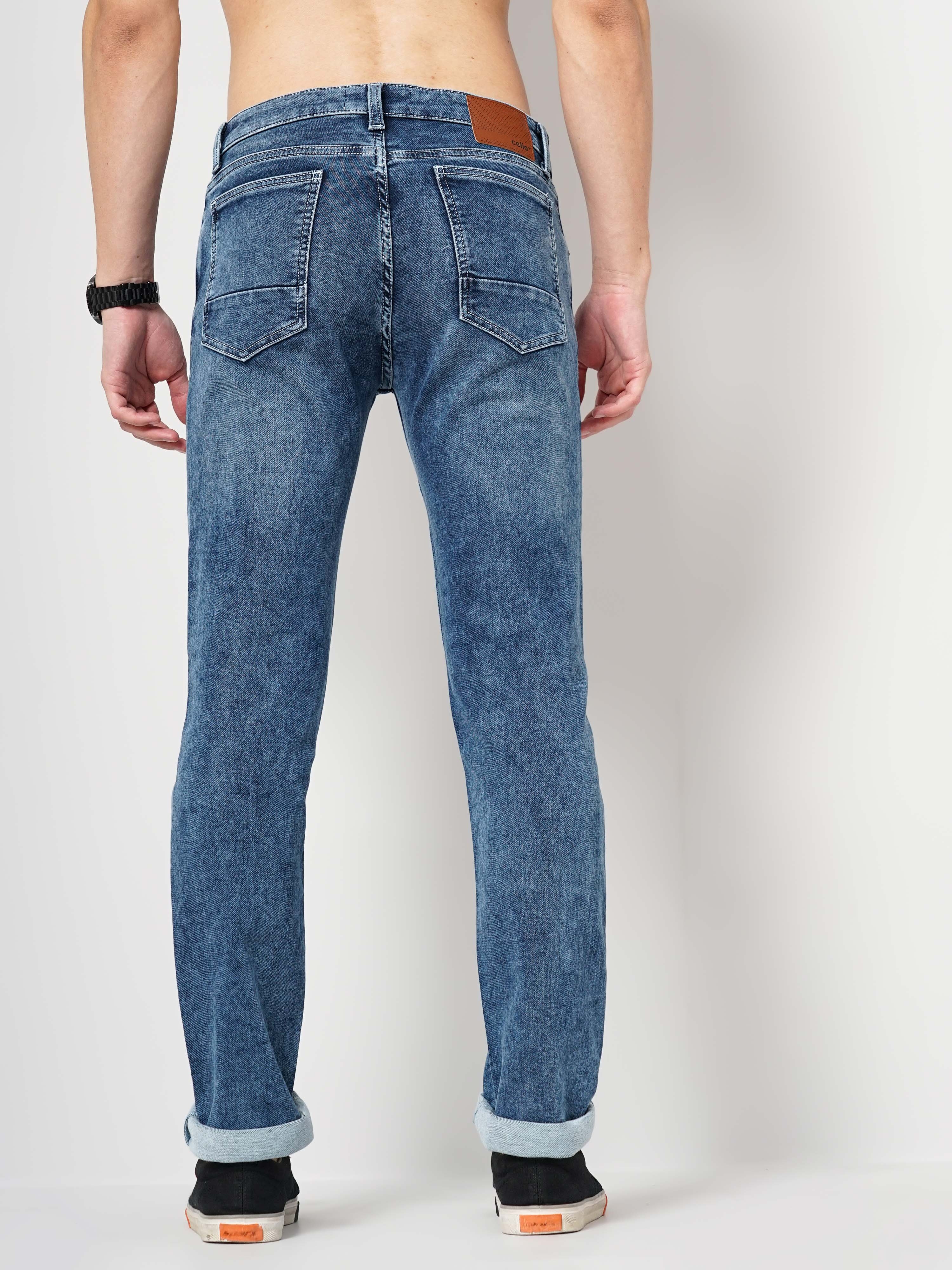 celio | Men's Solid Knit Denim Jeans 1