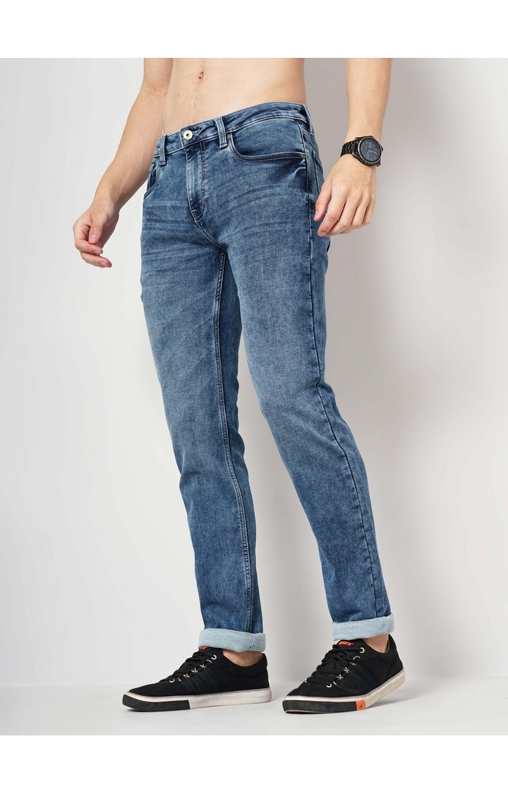 Men's Solid Knit Denim Jeans