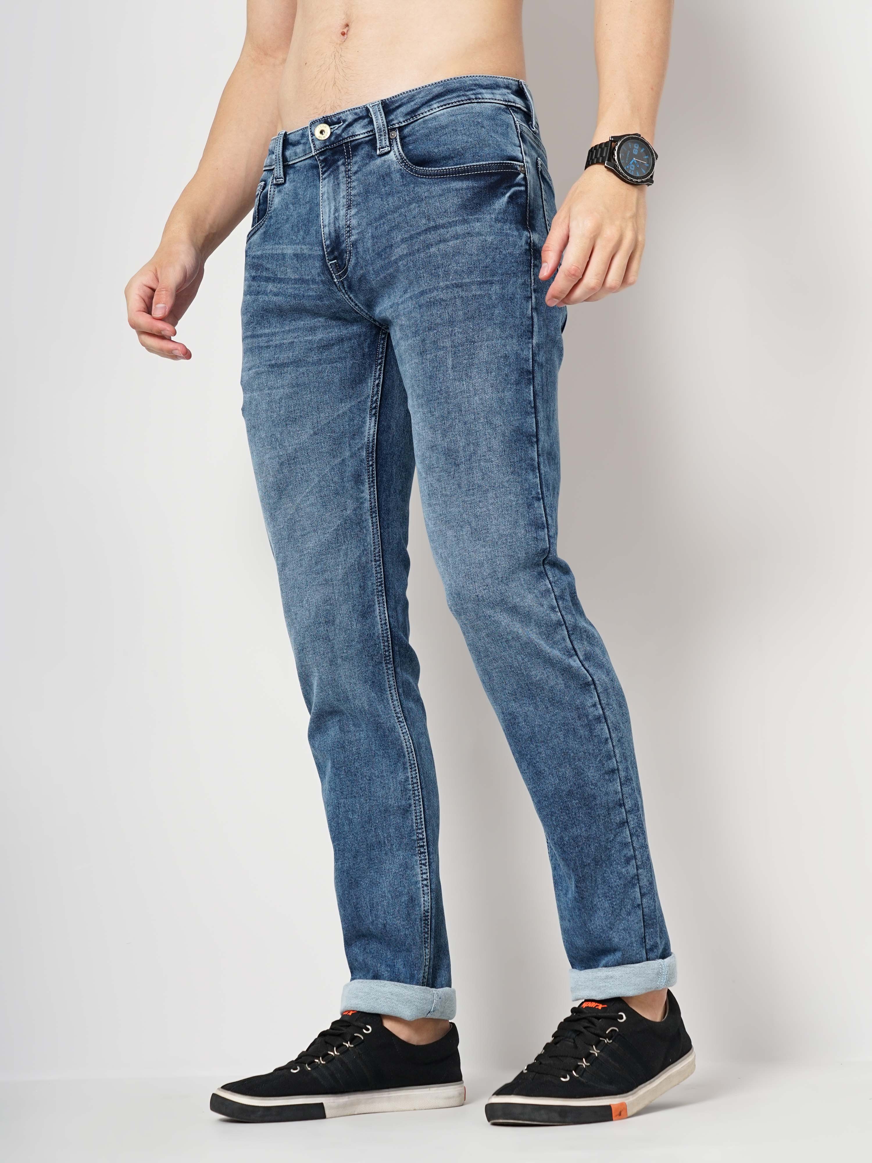 celio | Men's Solid Knit Denim Jeans 6