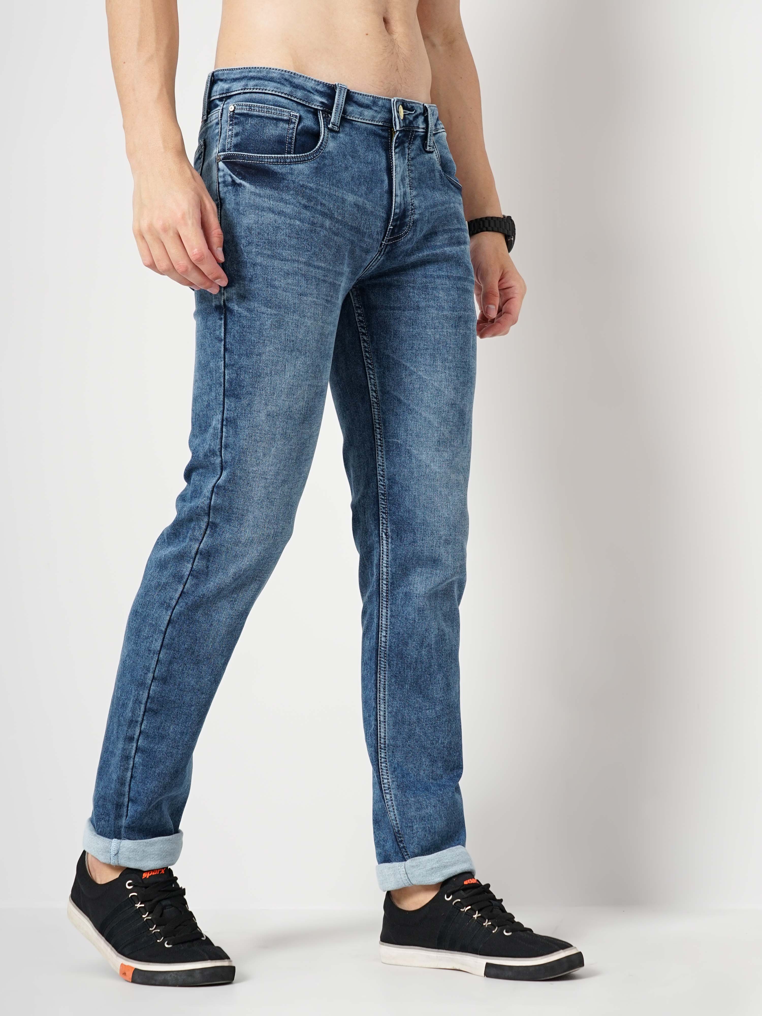 celio | Men's Solid Knit Denim Jeans 2